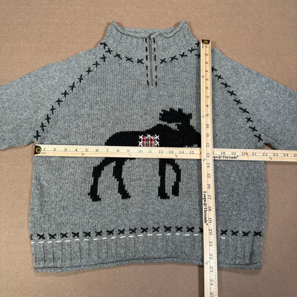 Vintage Grey Moose Half Zip Knit Sweater Winter Outdoor Fits Lrg Coldwater Creek - Picture 8 of 8